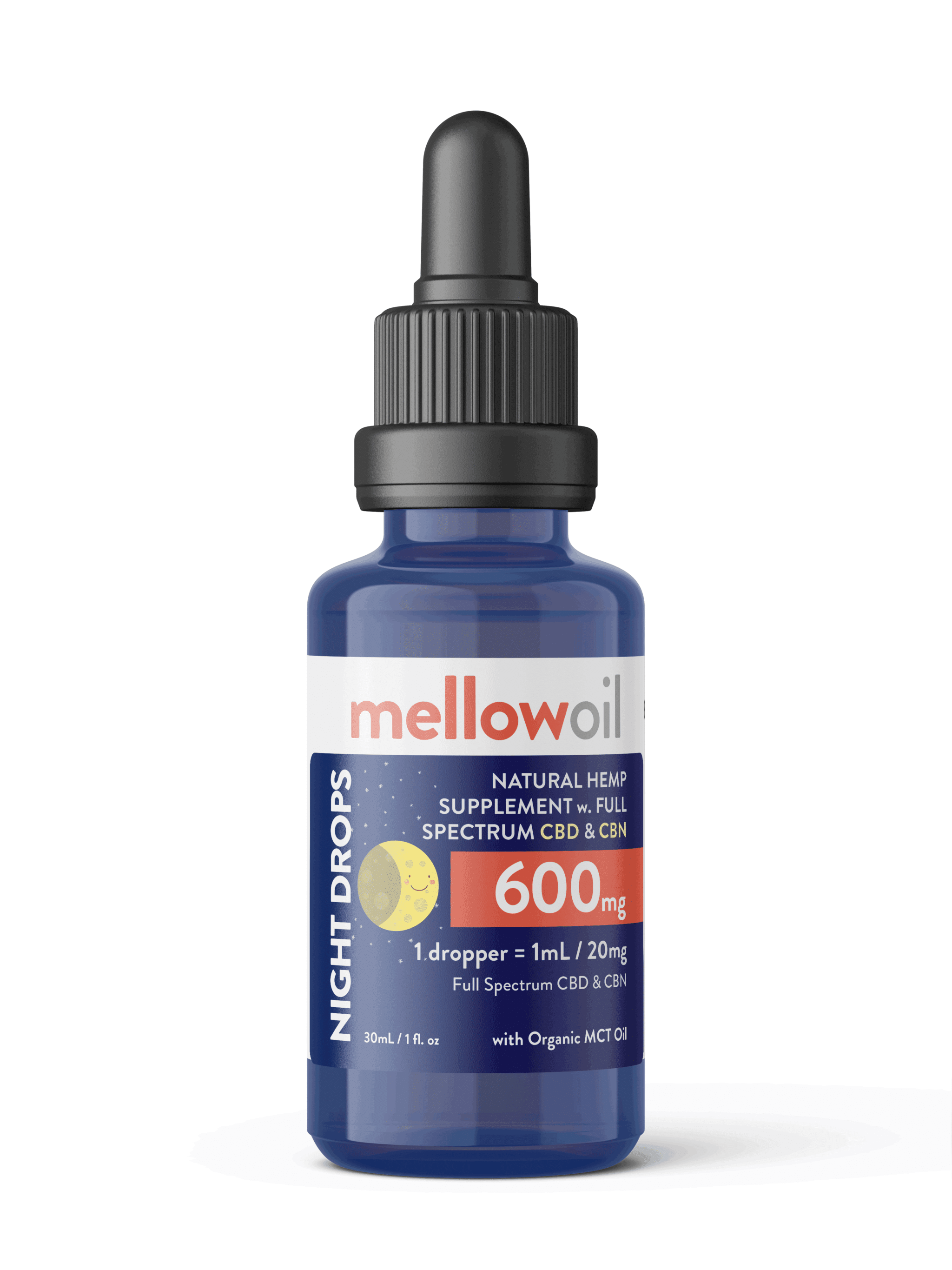 Mellow Oil NIGHT DROPS with 600mg with Full Spectrum CBD and CBN - Cannabinol / 20mg of ...