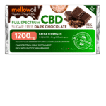 Mellow Oil EXTRA Strength Sugar-Free Himalayan Salt Dark Chocolate Bar with 1200mg Full Spectrum CBD / 60g with 15 squares