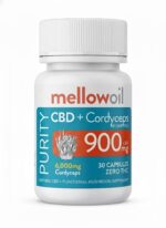 Mellow Oil Purity CBD + Cordyceps Support Capsules - 900mg CBD & 6000mg Functional Mushroom / flacon de 30 capsules