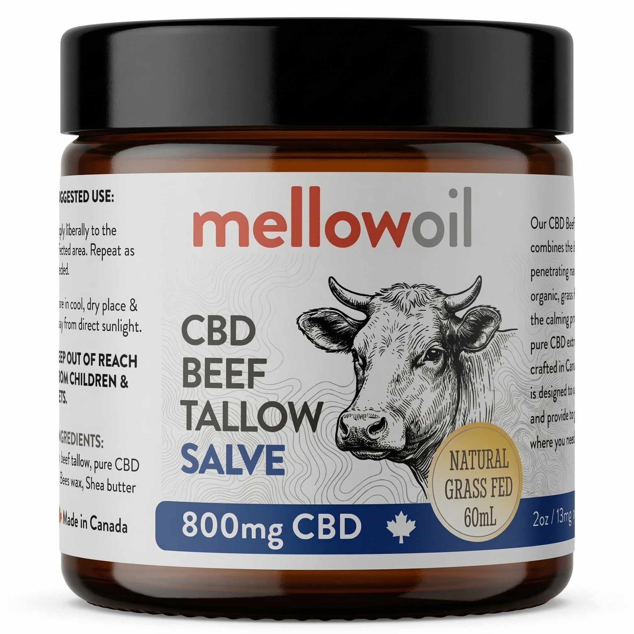 Mellow Oil CBD Beef Tallow SALVE with 800mg CBD - 60mL / 2oz